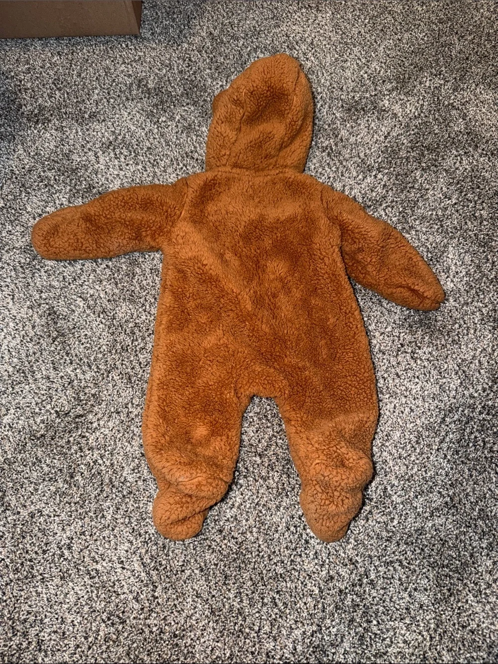 Brown Teddy Sherpa Baby One-Piece Hooded Footie